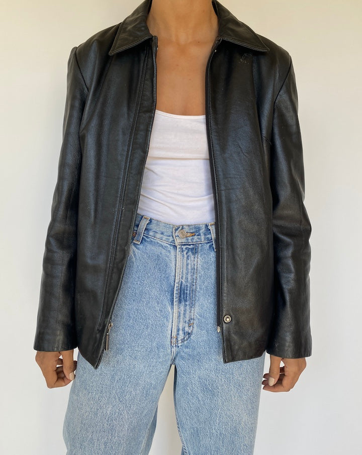 VINTAGE BLACK LEATHER JACKET 3214