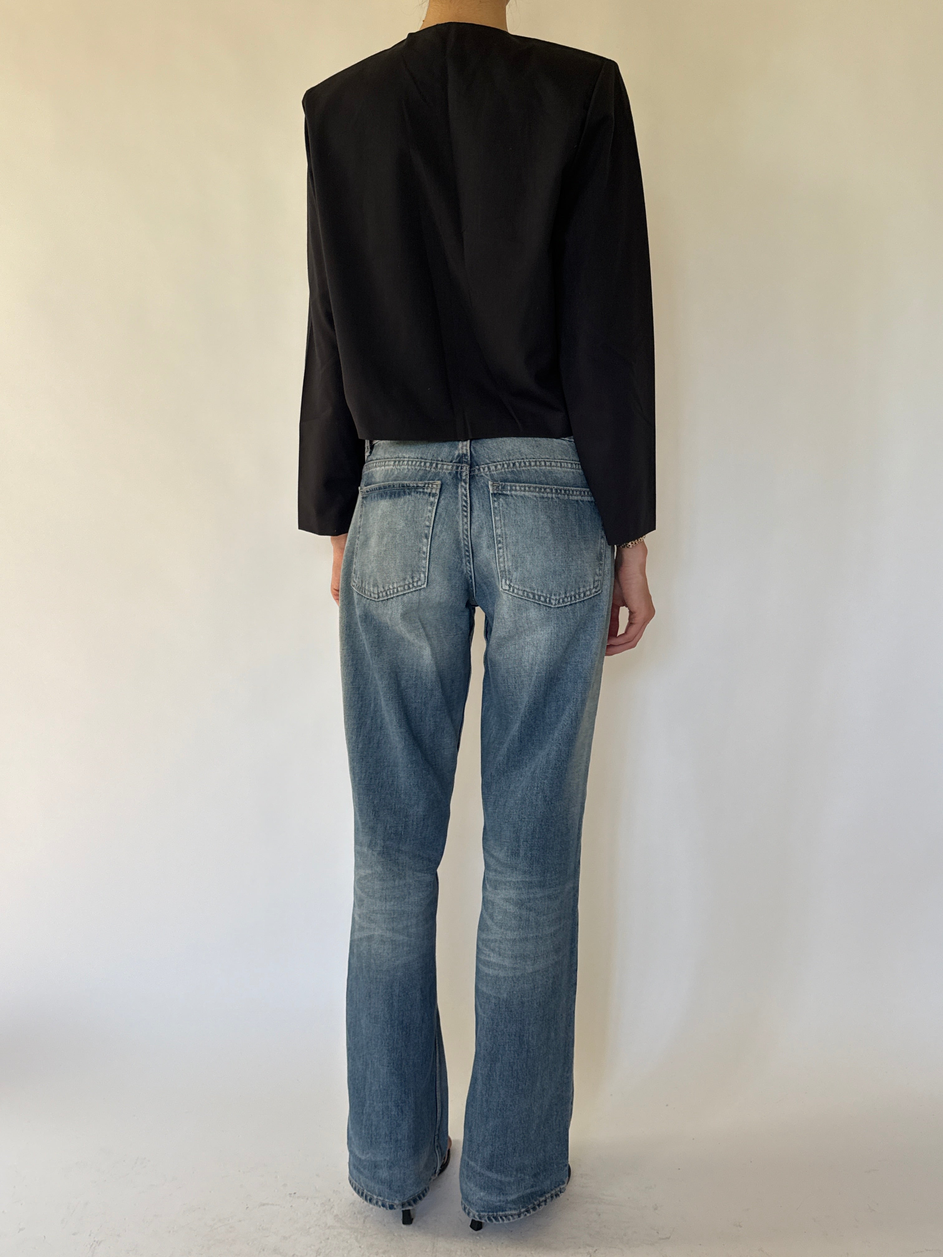 Vintage cropped black jacket back view