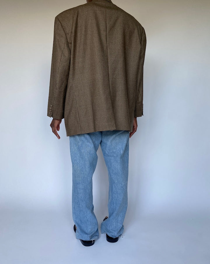 VINTAGE OVERSIZED BEIGE HOUNDSTOOTH BLAZER 3627