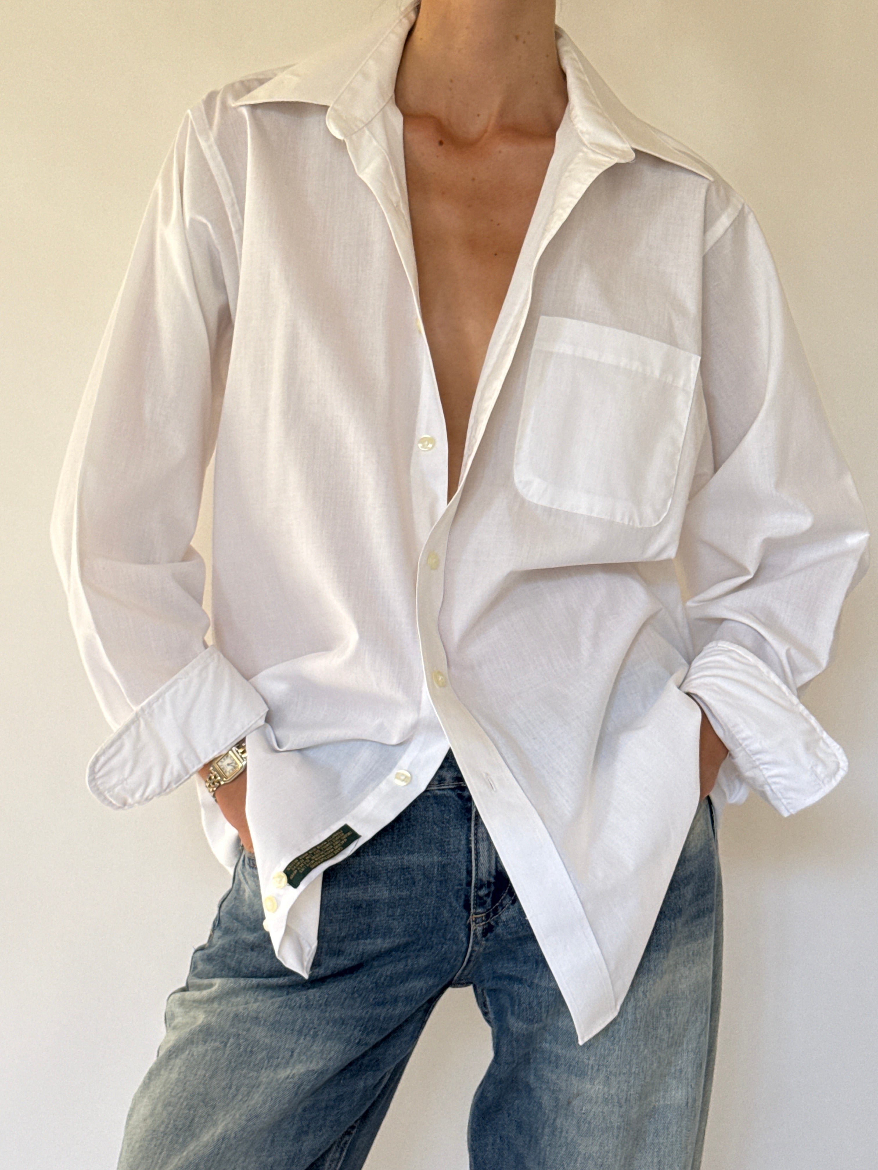 Vintage white shirt fabric close-up