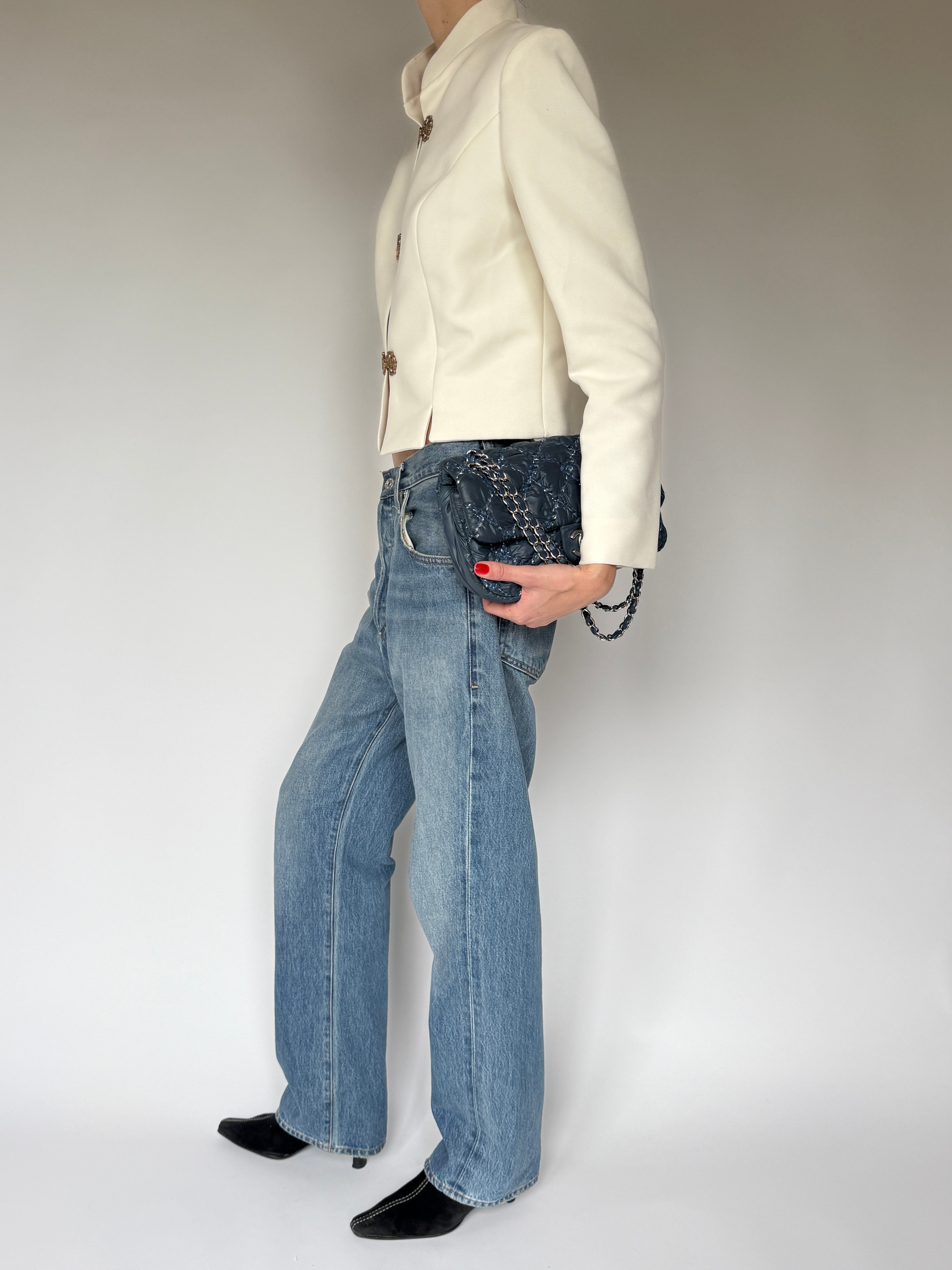 Vintage white cropped jacket side view