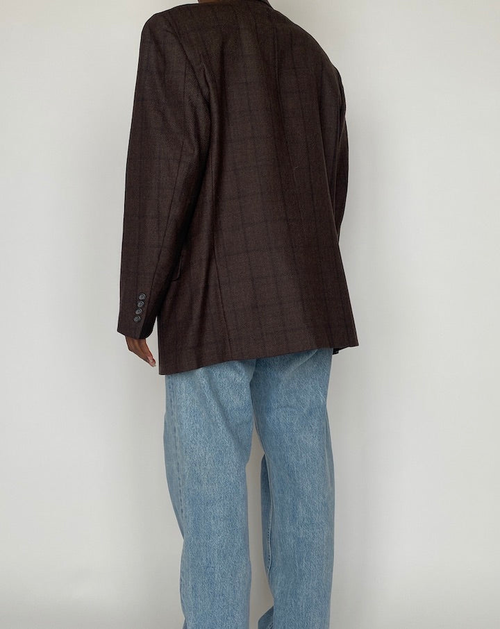 VINTAGE OVERSIZED CHECKED BLAZER 4146