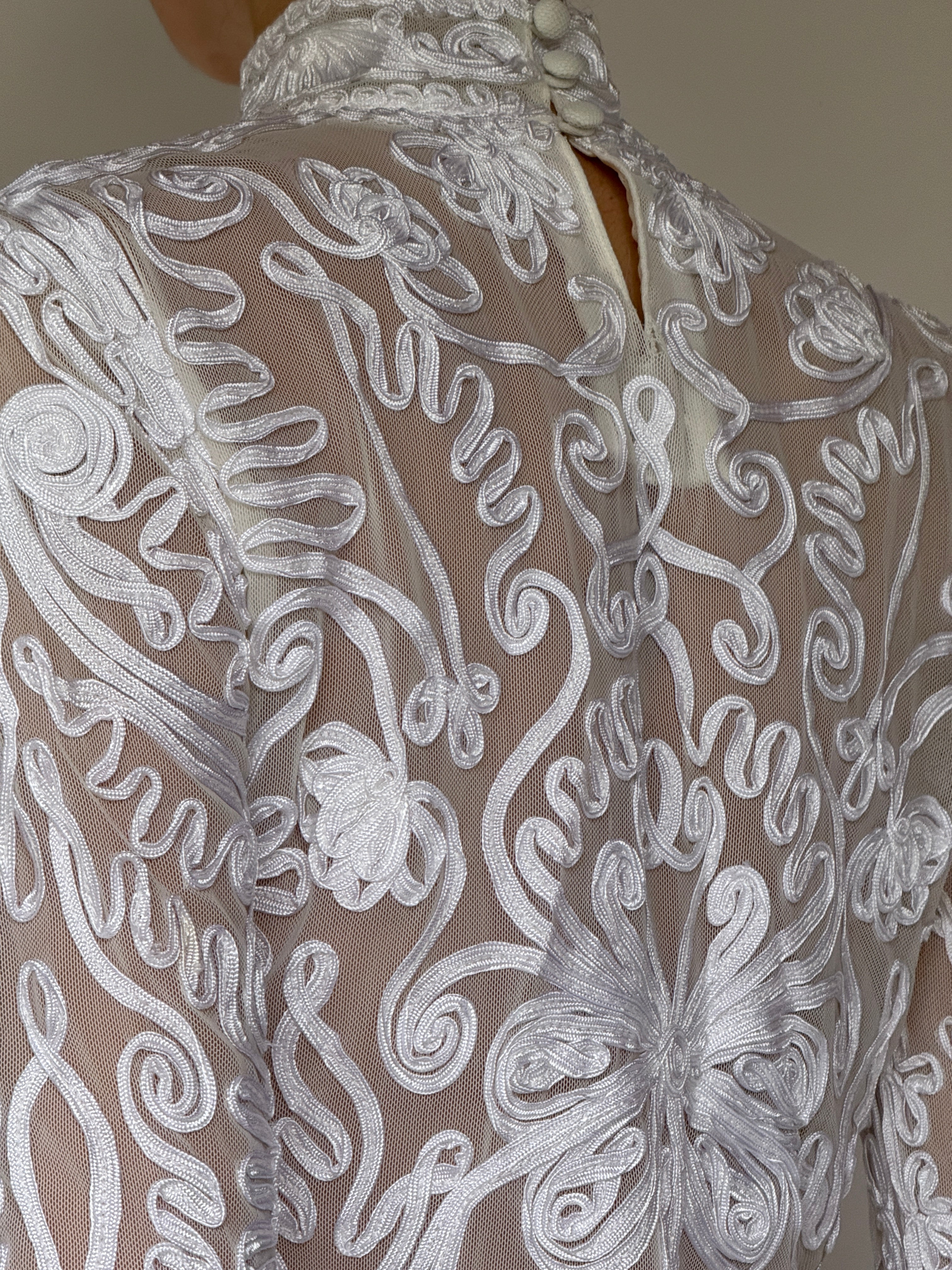 Vintage Sheer Embroidered Lace Top 7061