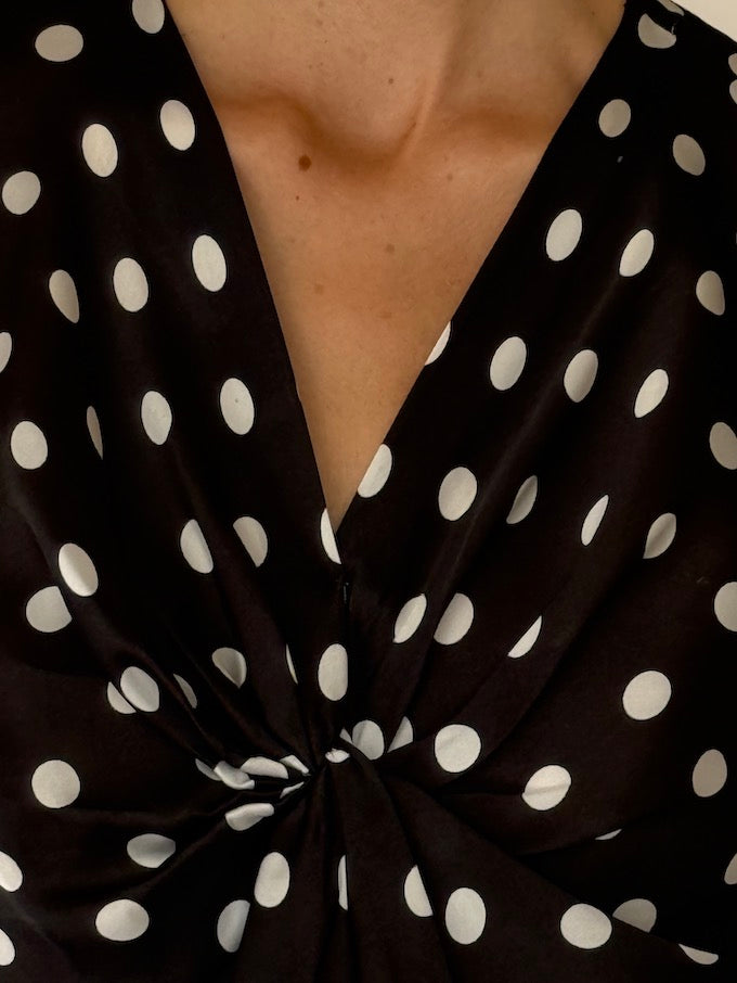 Vintage Satin Polka Dot Blouse 6539