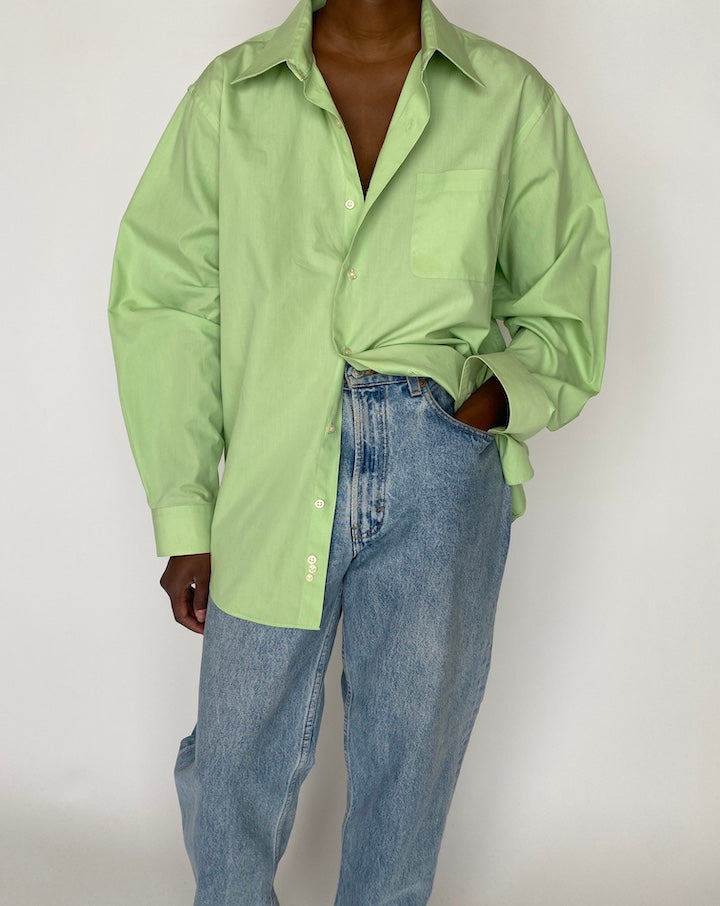 VINTAGE OVERSIZED GREEN BUTTON-DOWN SHIRT 4148