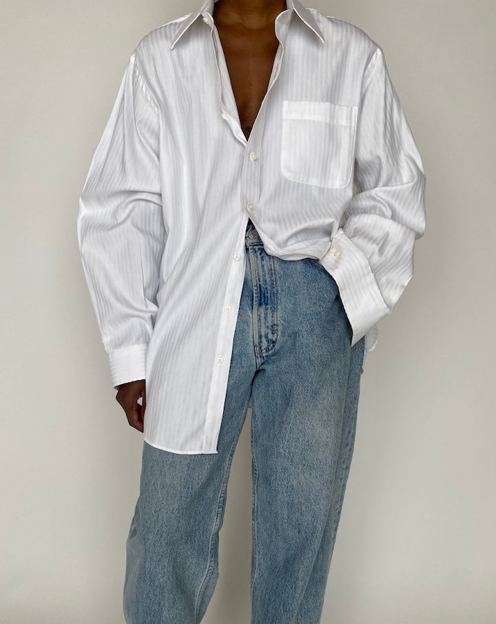 Vintage Oversized White Button Down Shirt 4149