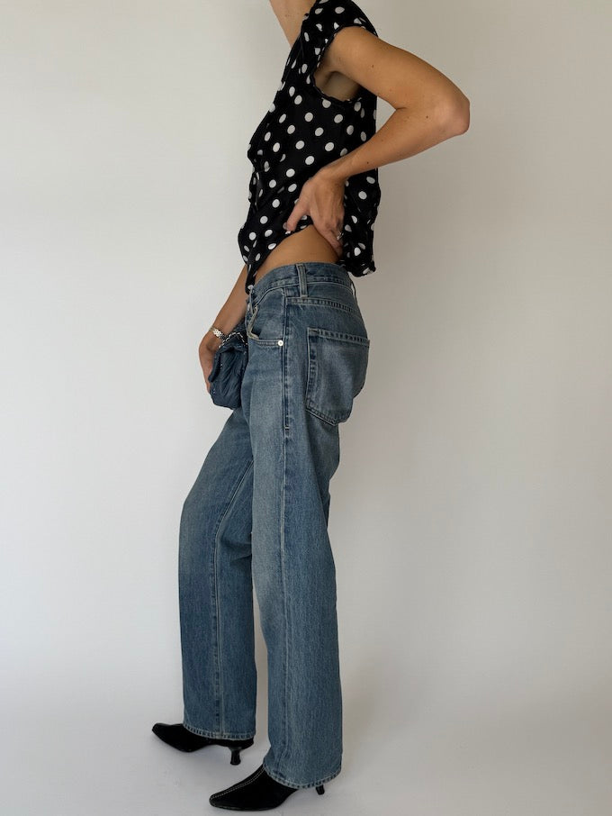 Vintage Satin Polka Dot Blouse 6539