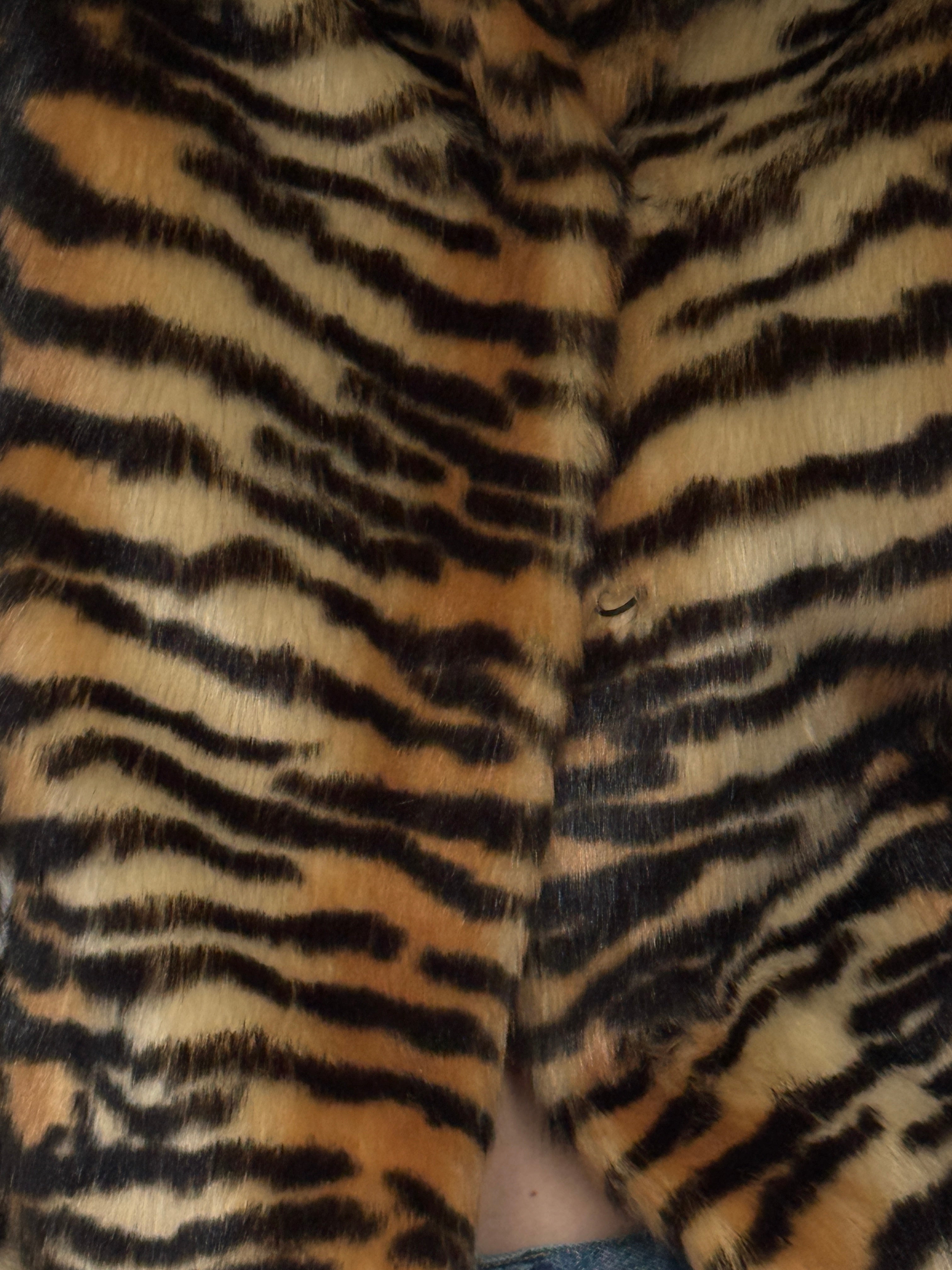 Vintage Tiger-Print Faux Fur Jacket 7062