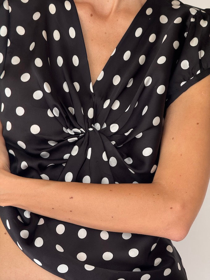 Vintage Satin Polka Dot Blouse 6539