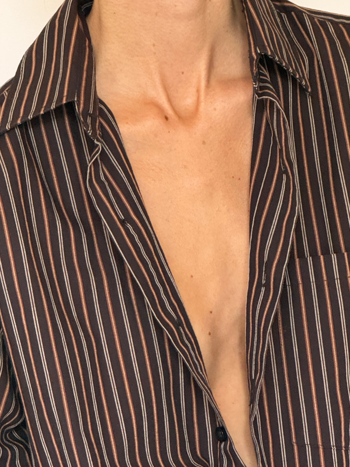 Vintage striped shirt brown side view