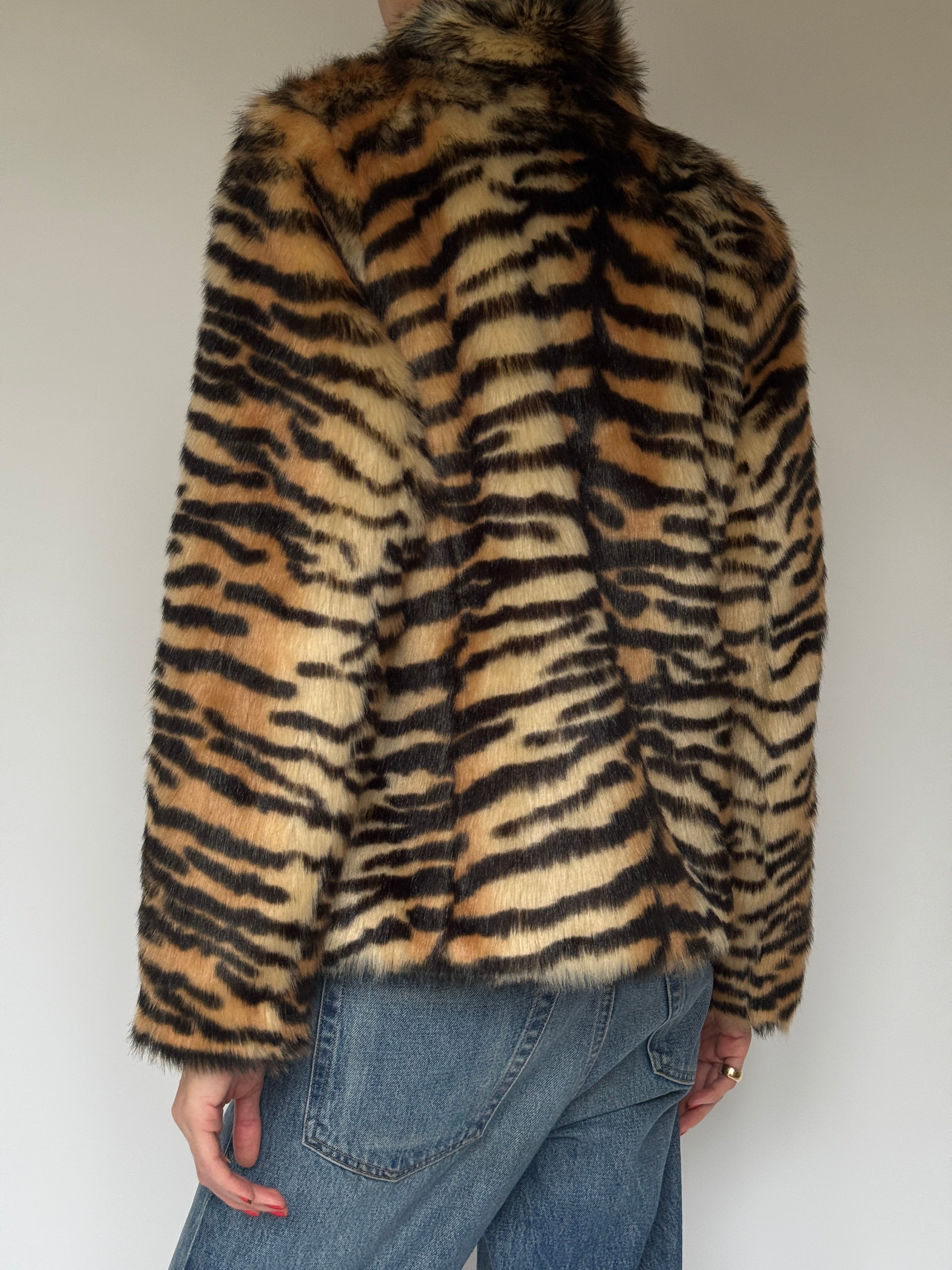 Vintage Tiger-Print Faux Fur Jacket 7062