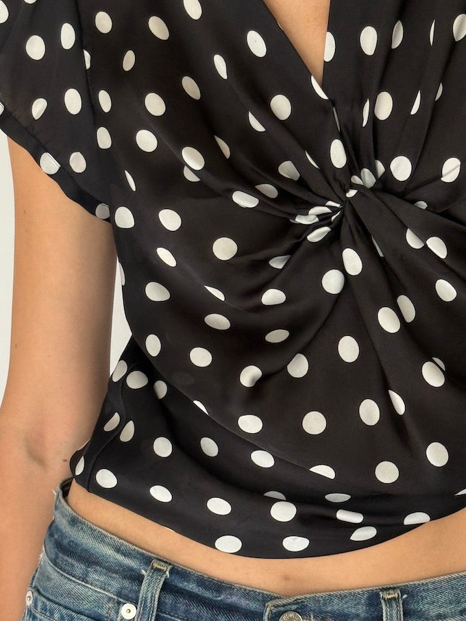 Vintage Satin Polka Dot Blouse 6539