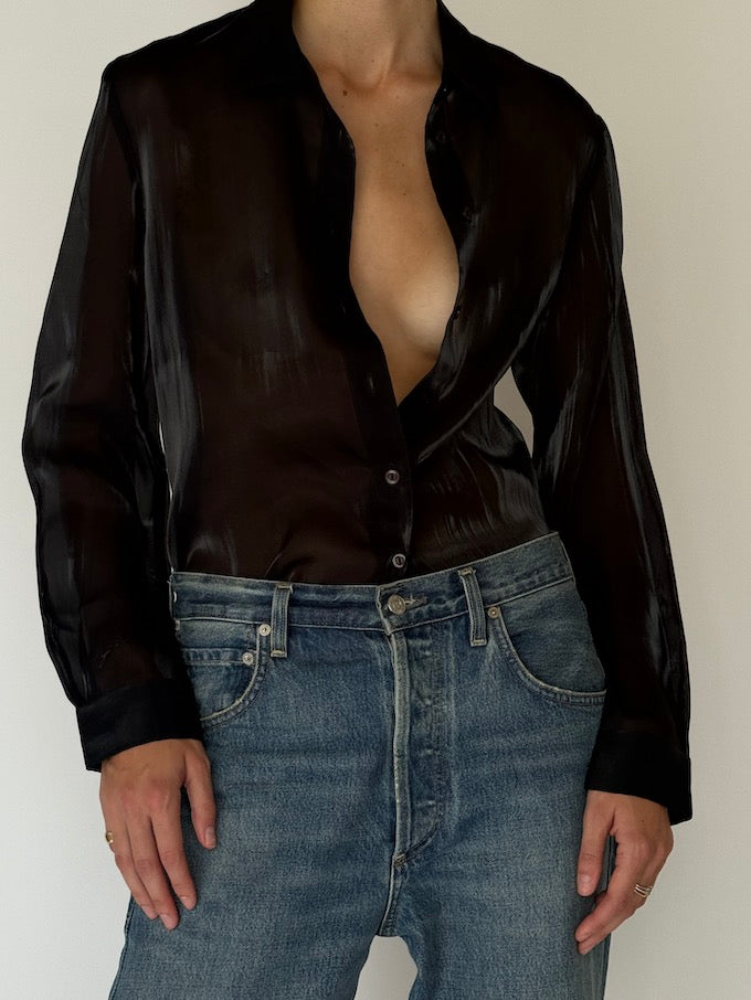 Vintage Sheer Blouse Black 6537
