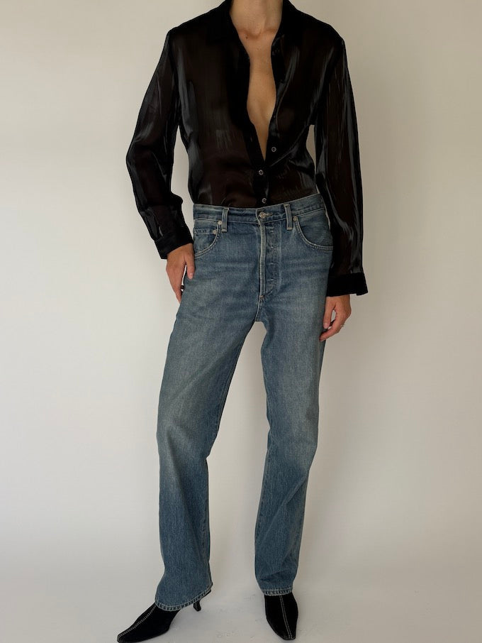 Vintage Sheer Blouse Black 6537