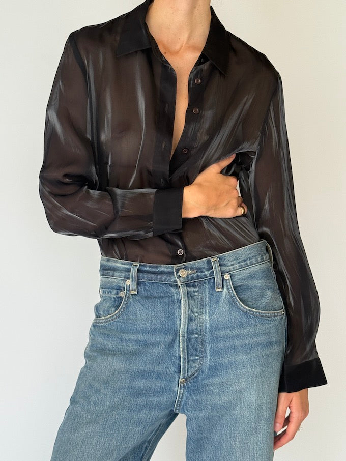 Vintage Sheer Blouse Black 6537