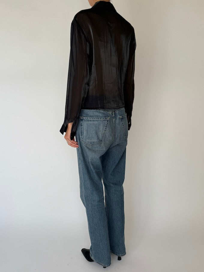 Vintage Sheer Blouse Black 6537