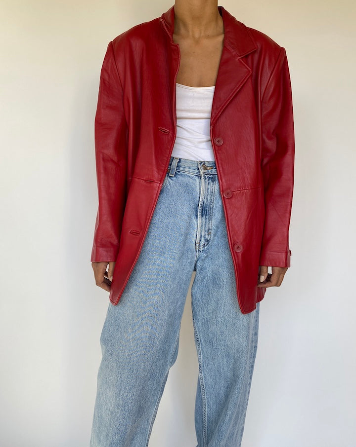 VINTAGE RED LEATHER JACKET 3228
