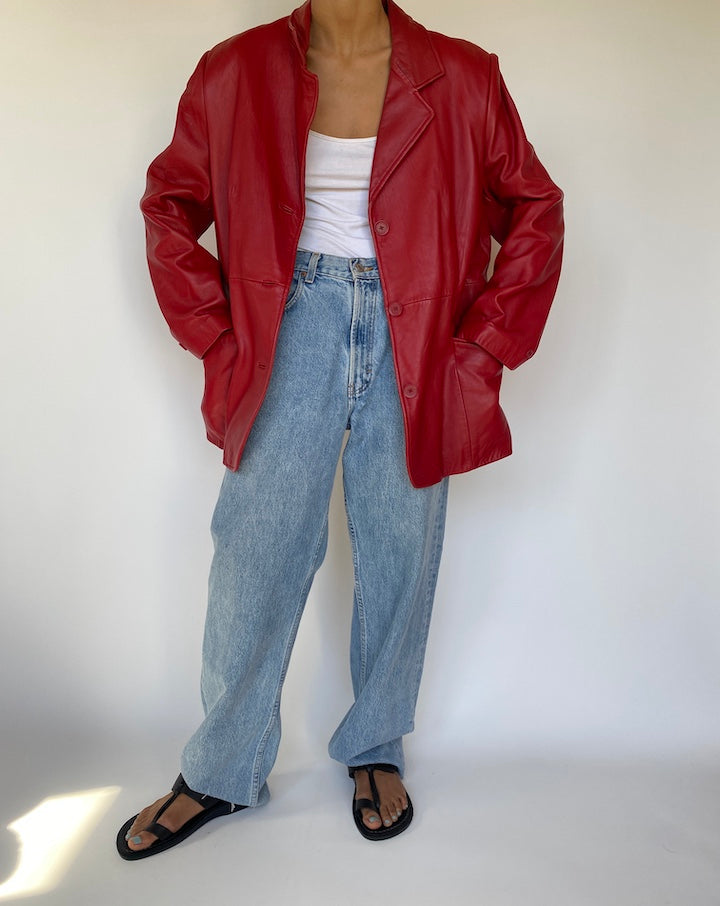VINTAGE RED LEATHER JACKET 3228