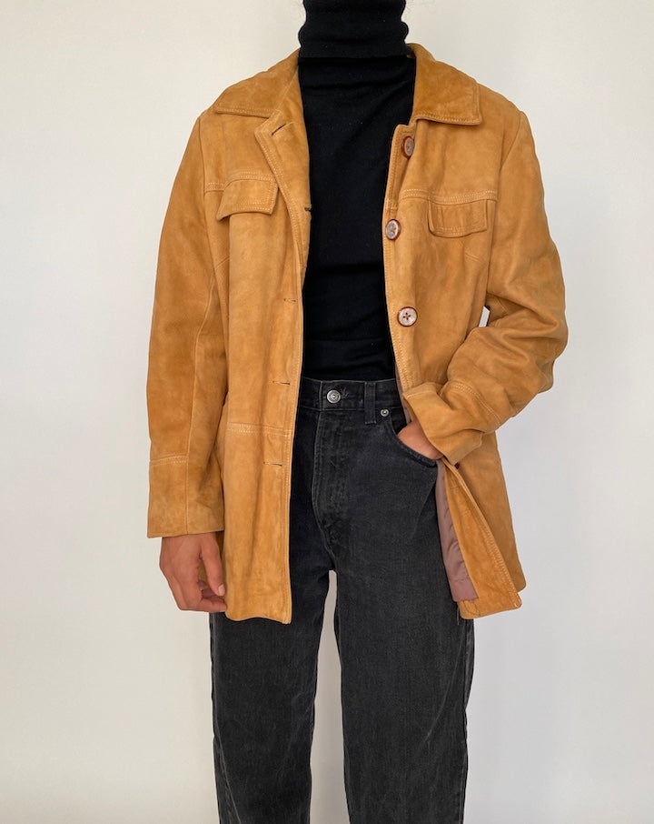 VINTAGE CAMEL COLORED SUEDE LATHER JACKET 2044
