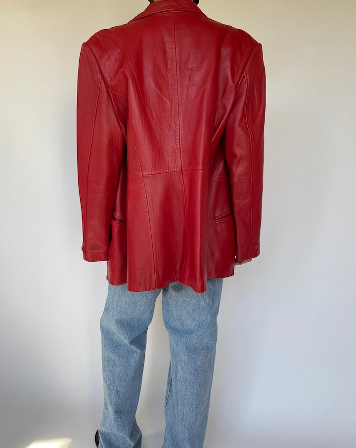 VINTAGE RED LEATHER JACKET 3228