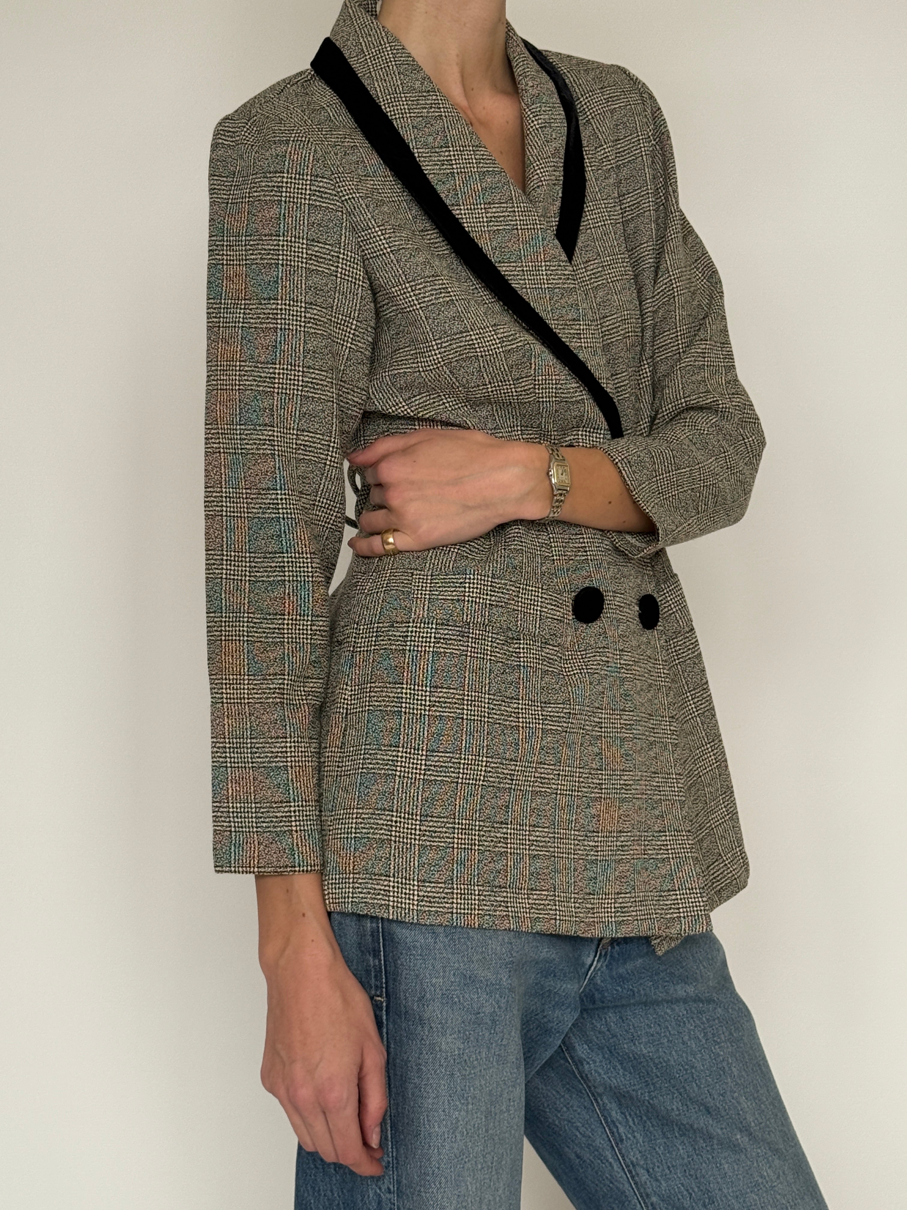Vintage plaid blazer side view