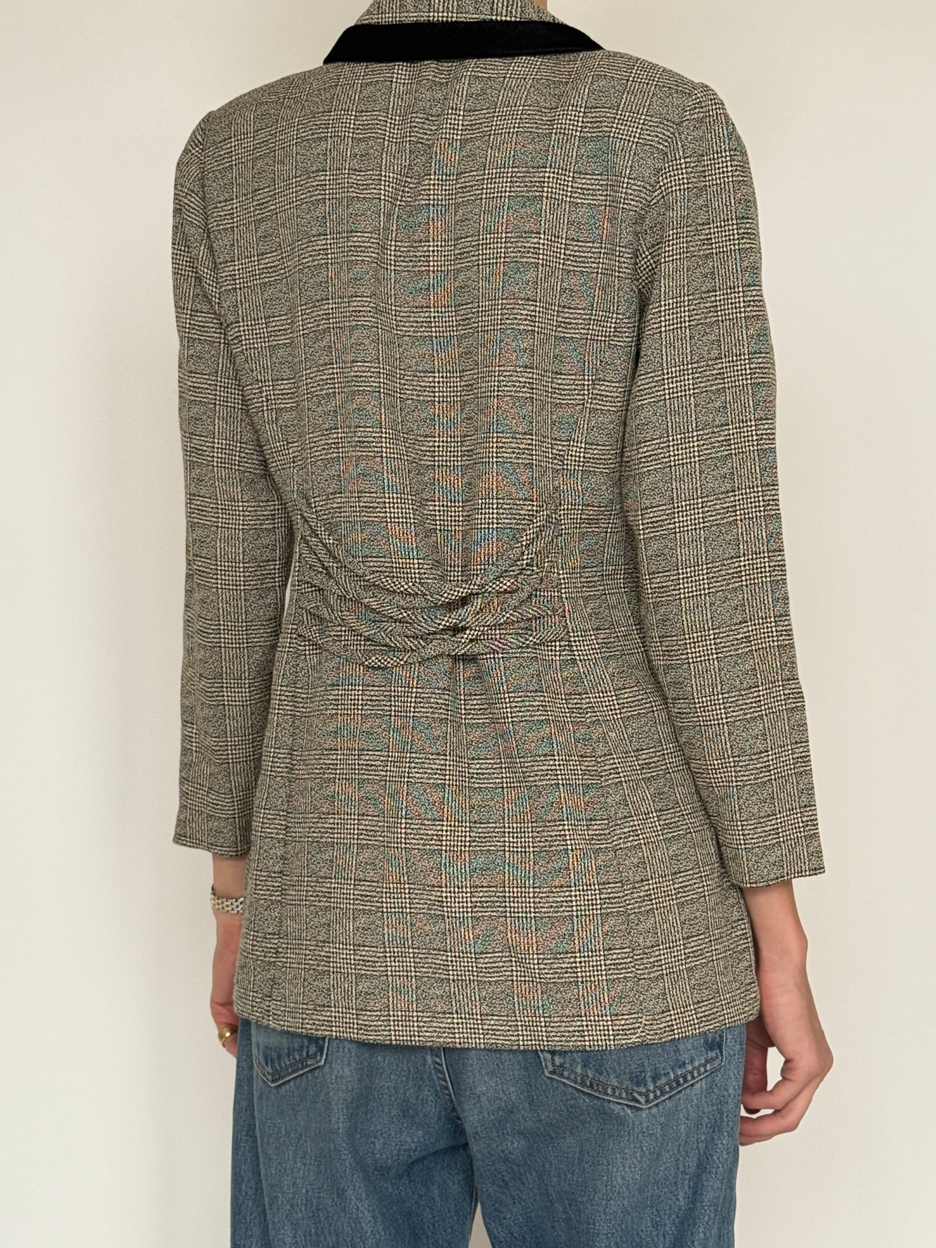 Vintage plaid blazer back view