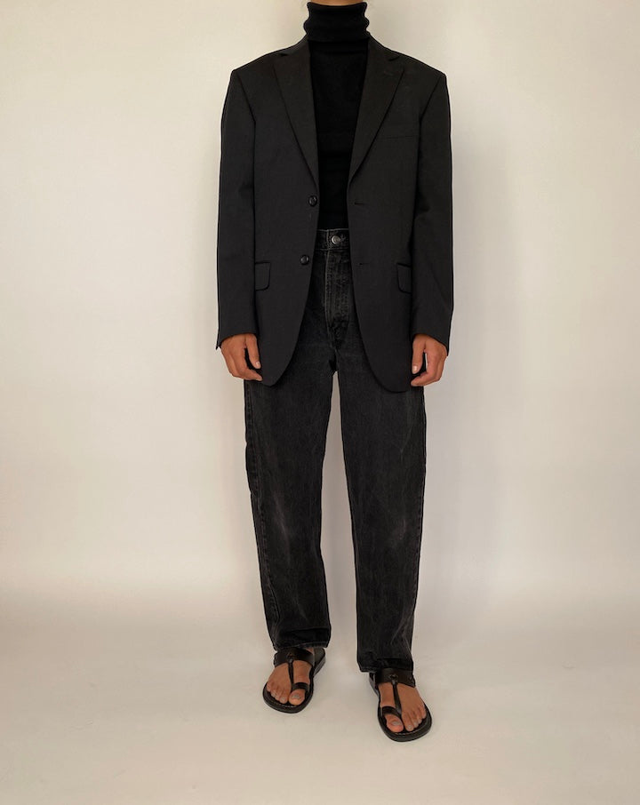 VINTAGE BLACK WOOL BLAZER 2045