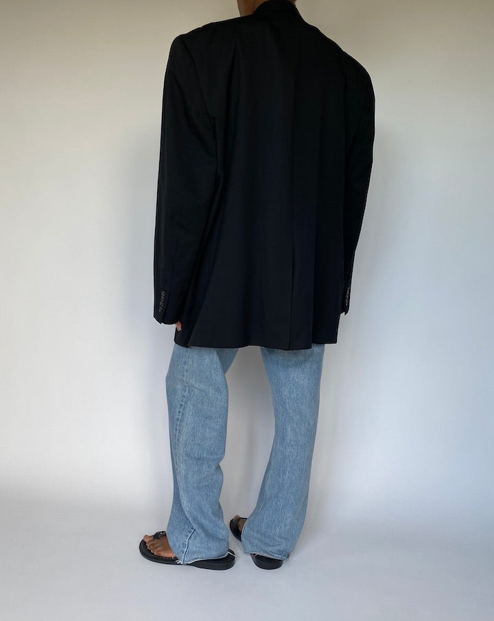 VINTAGE OVERSIZED BLACK WOOL BLAZER 3639
