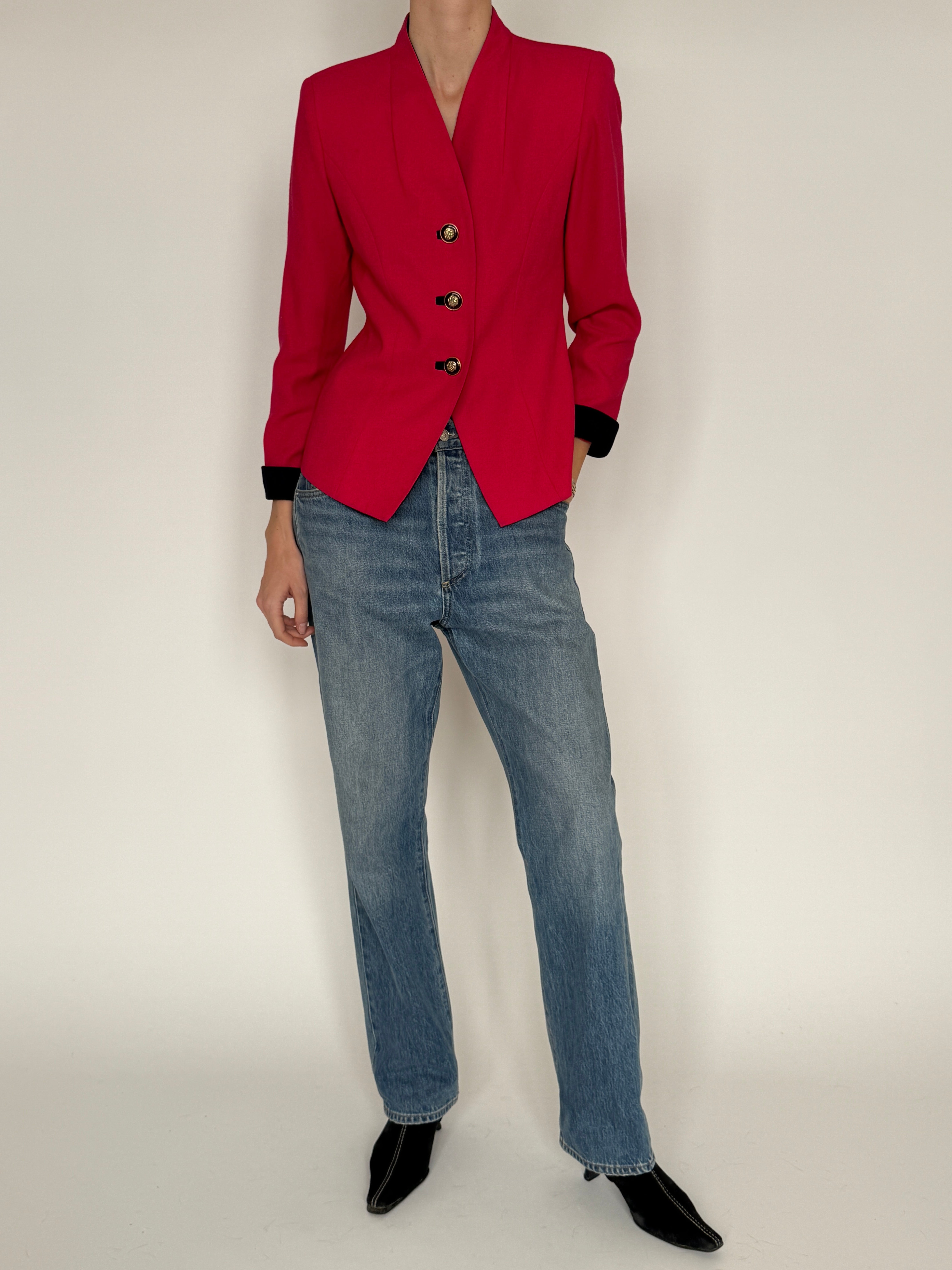Vintage fuchsia tailored blazer front view