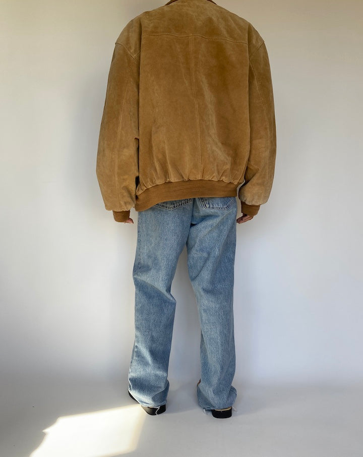 VINTAGE OVERSIZED BEIGE SUEDE LEATHER JACKET 3231