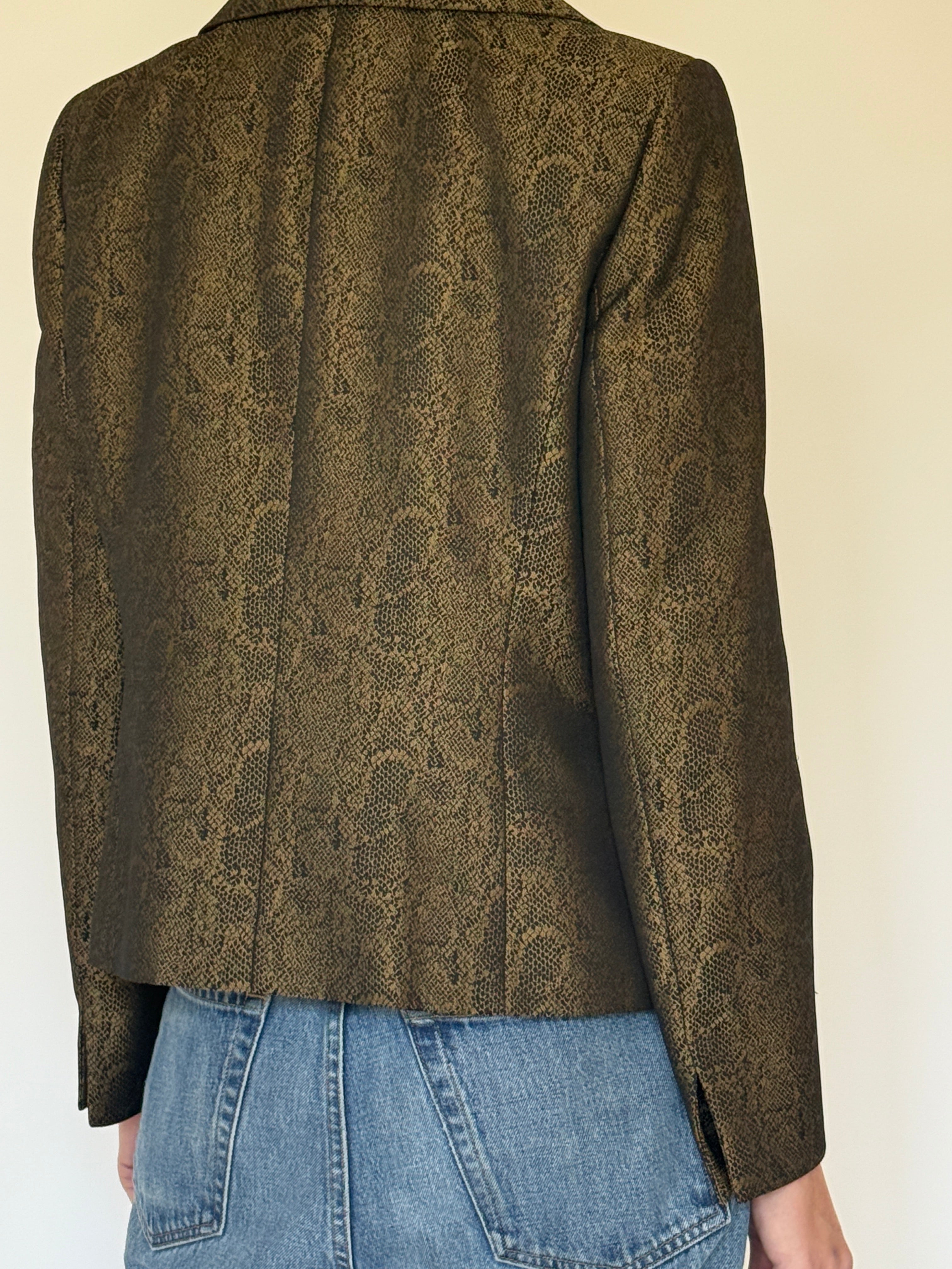 Vintage green snakeskin print blazer back view