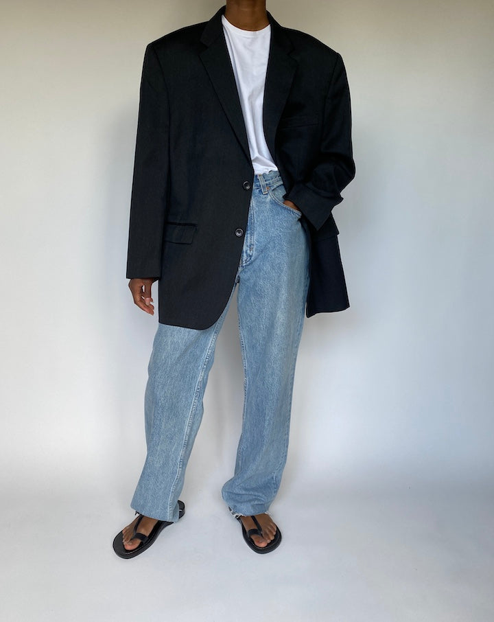VINTAGE OVERSIZED CHARCOAL BLAZER 3641