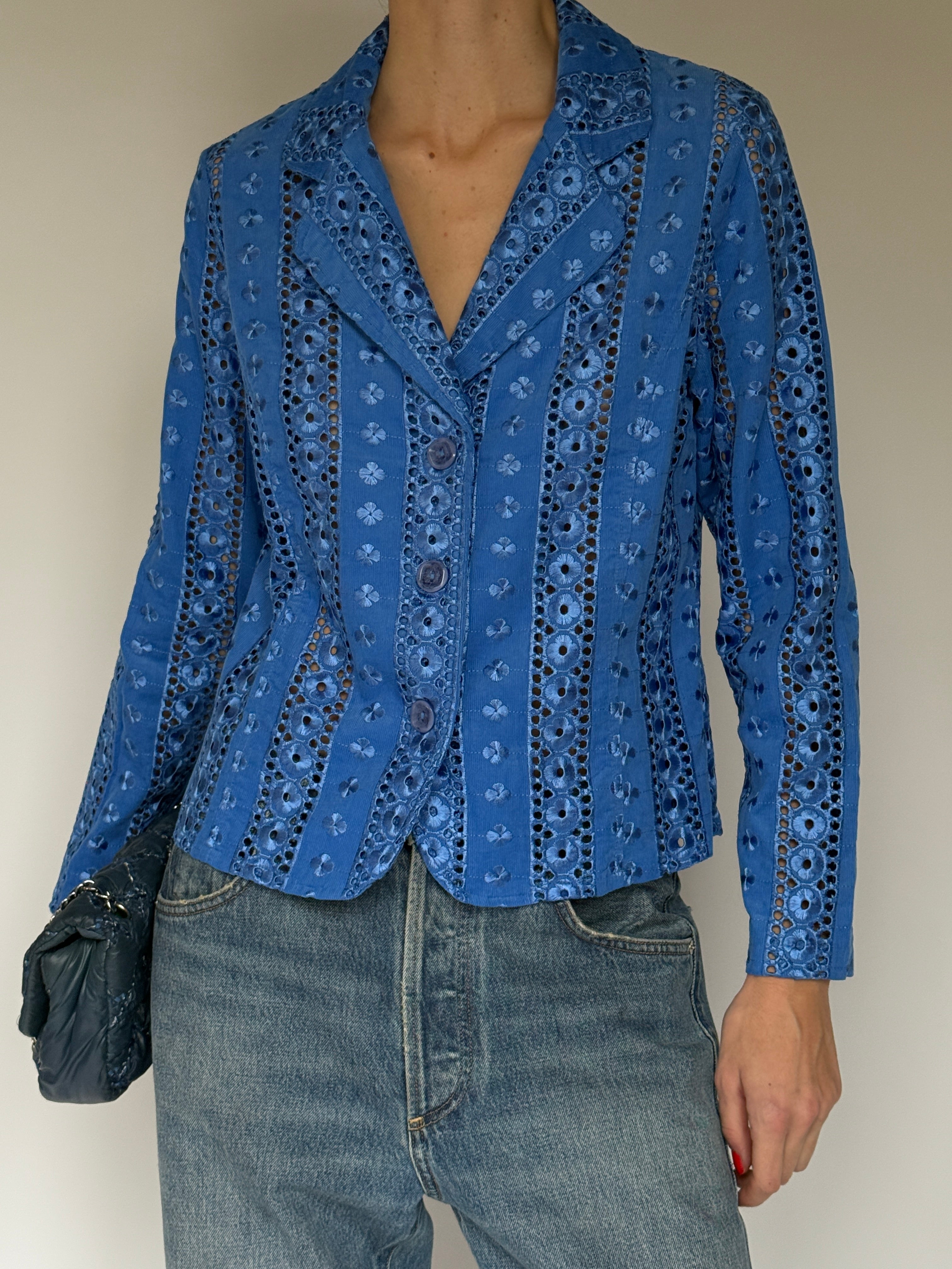 Vintage Eyelet Jacket Blue 7066