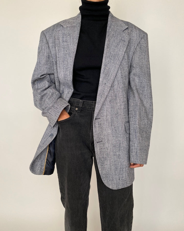 VINTAGE GREY SINGLE BREASTED BLAZER 2050