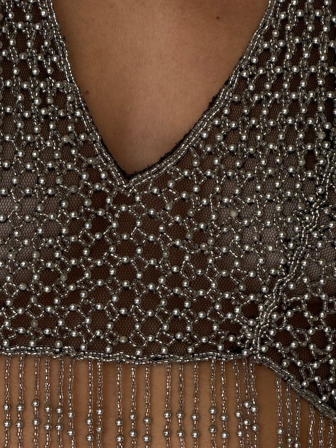 Vintage Rhinestone Chainmail Halter Top