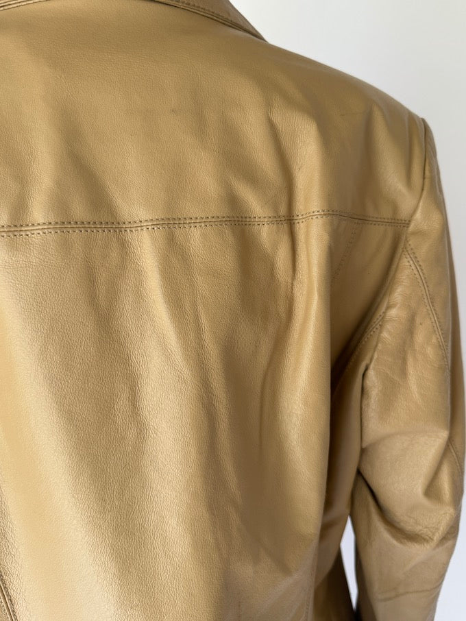 Vintage Beige Leather Jacket 5086