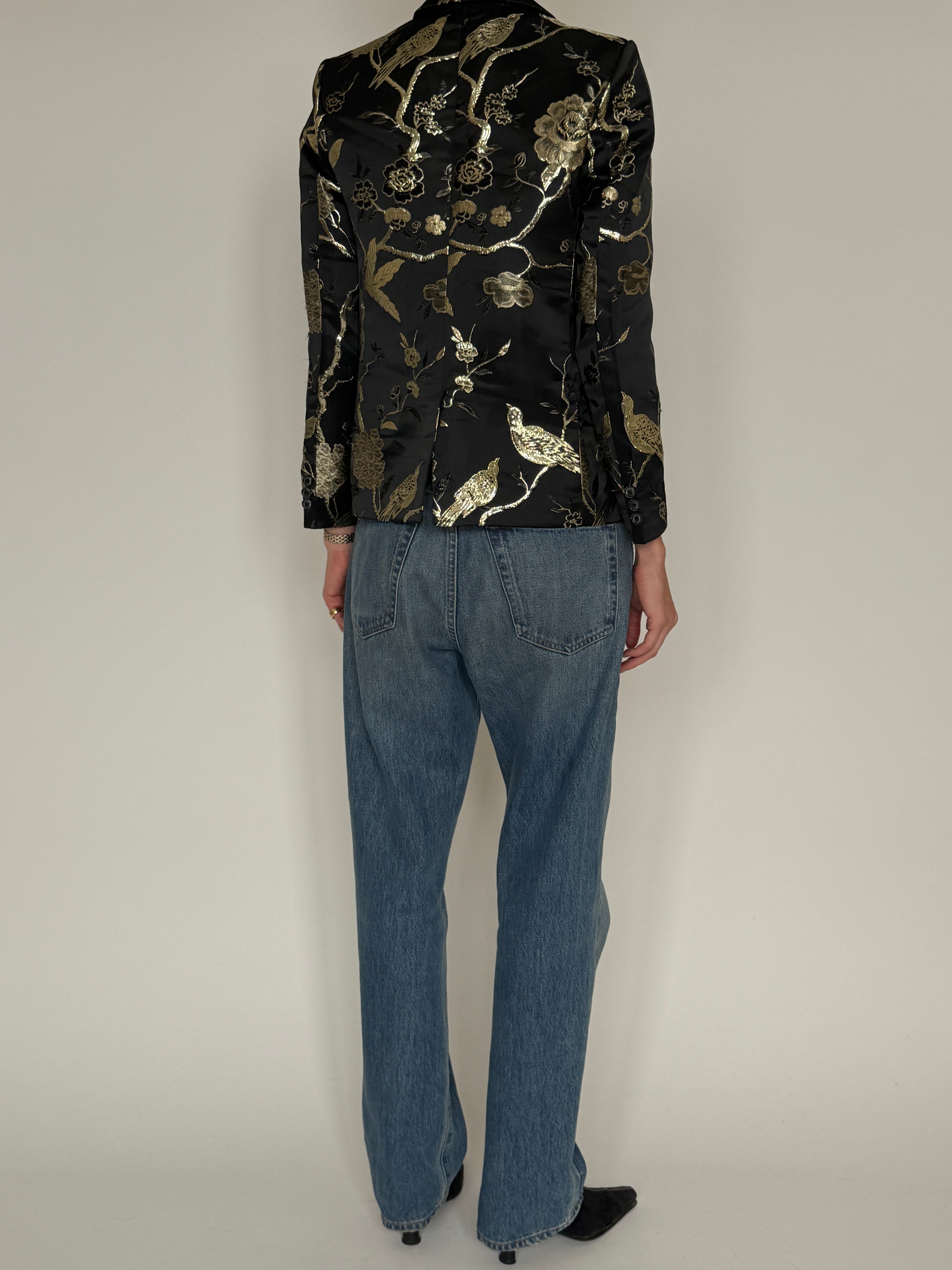 Vintage black embroidered blazer back view