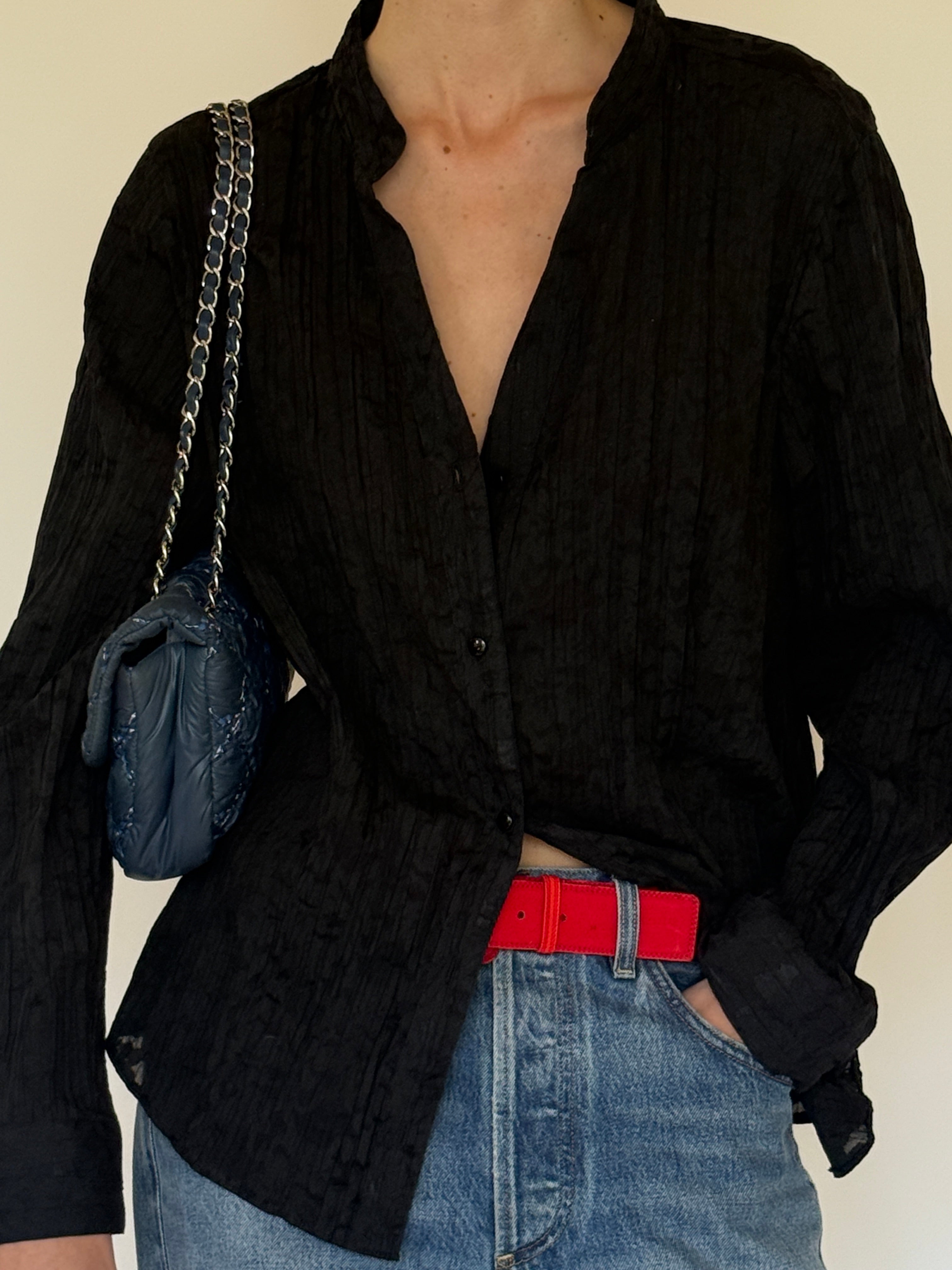 Vintage sheer textured blouse front view