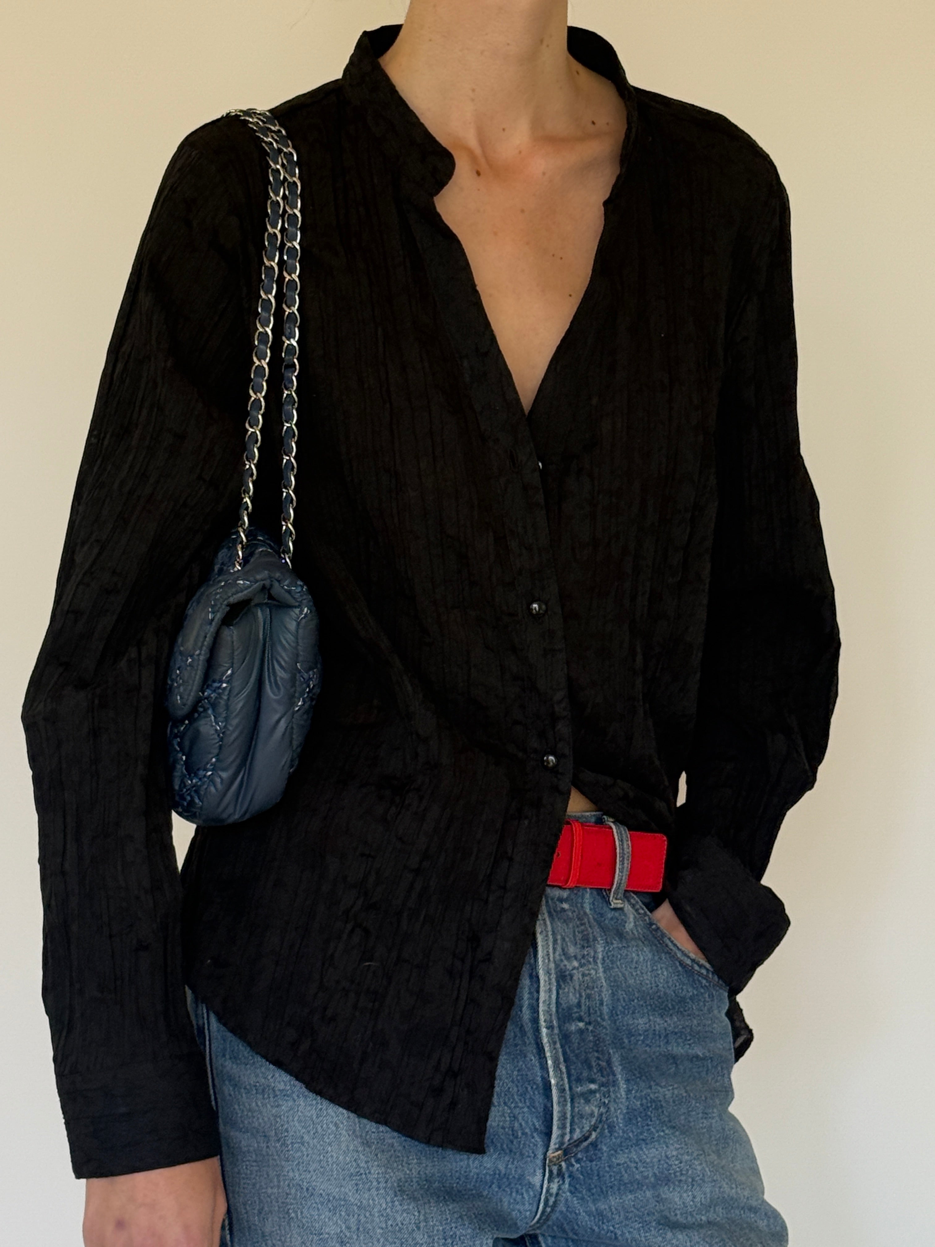 Vintage sheer textured blouse side view