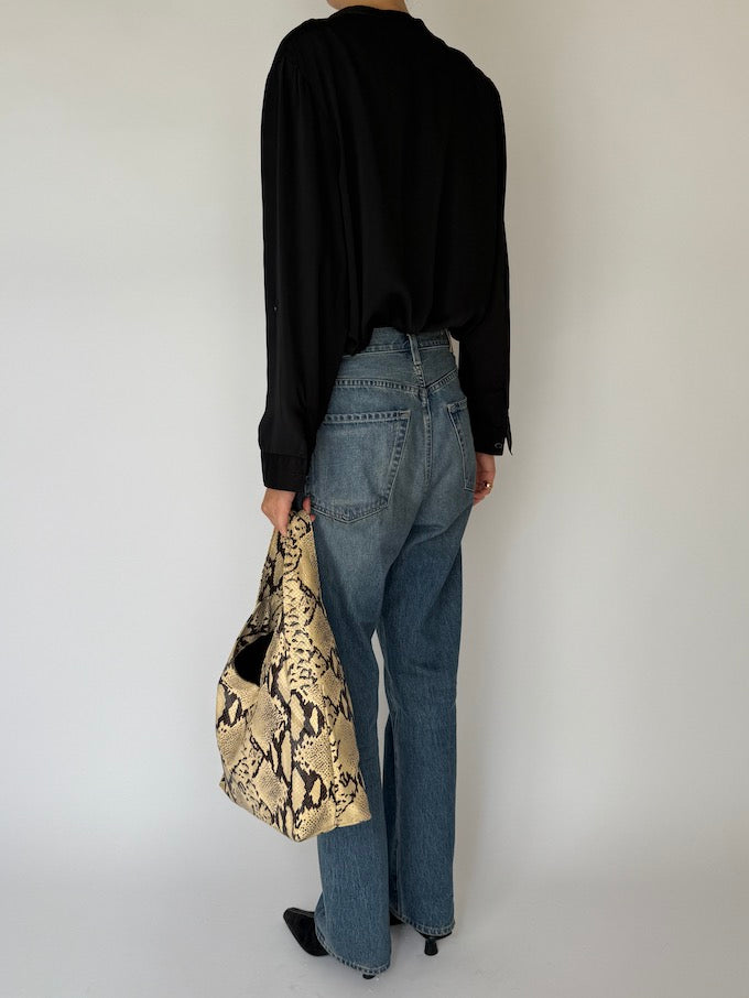 Vintage silk-like tunic black 6364