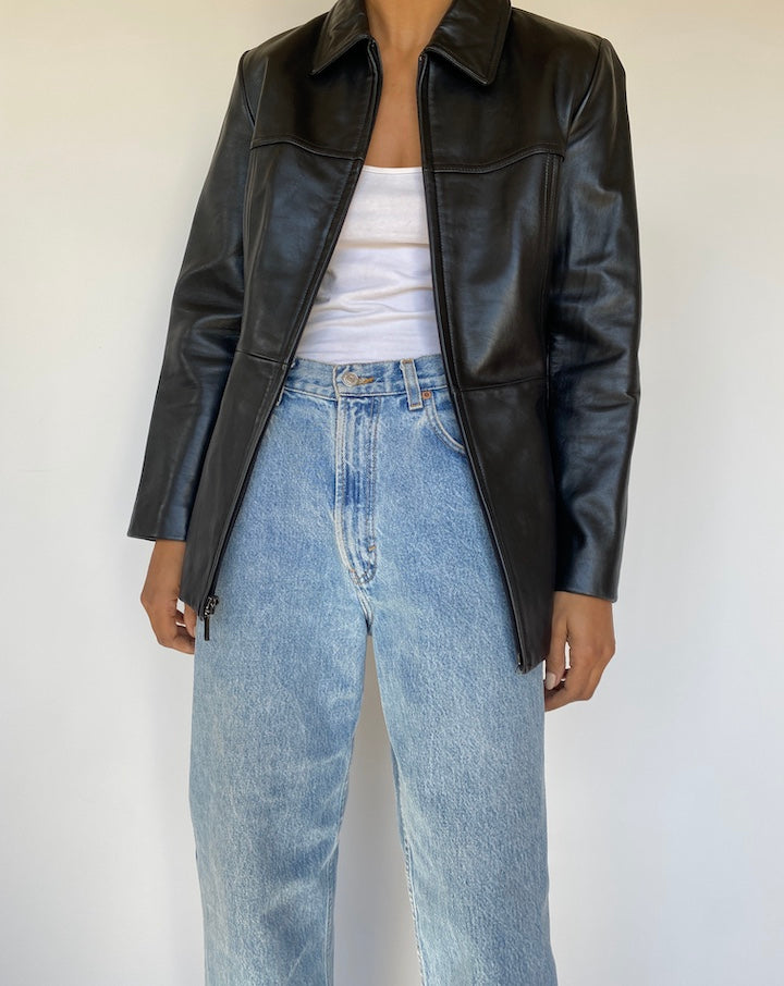 VINTAGE BLACK LEATHER JACKET 3238