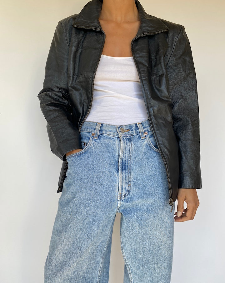 VINTAGE BLACK LEATHER JACKET 3239