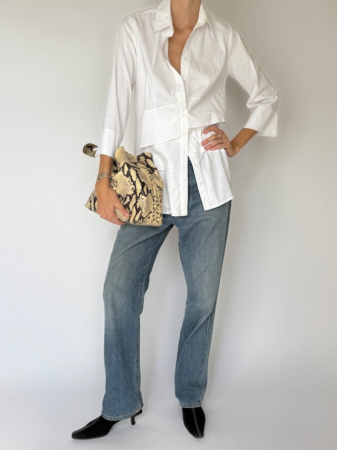 Vintage Panel Detailing Shirt White 6128