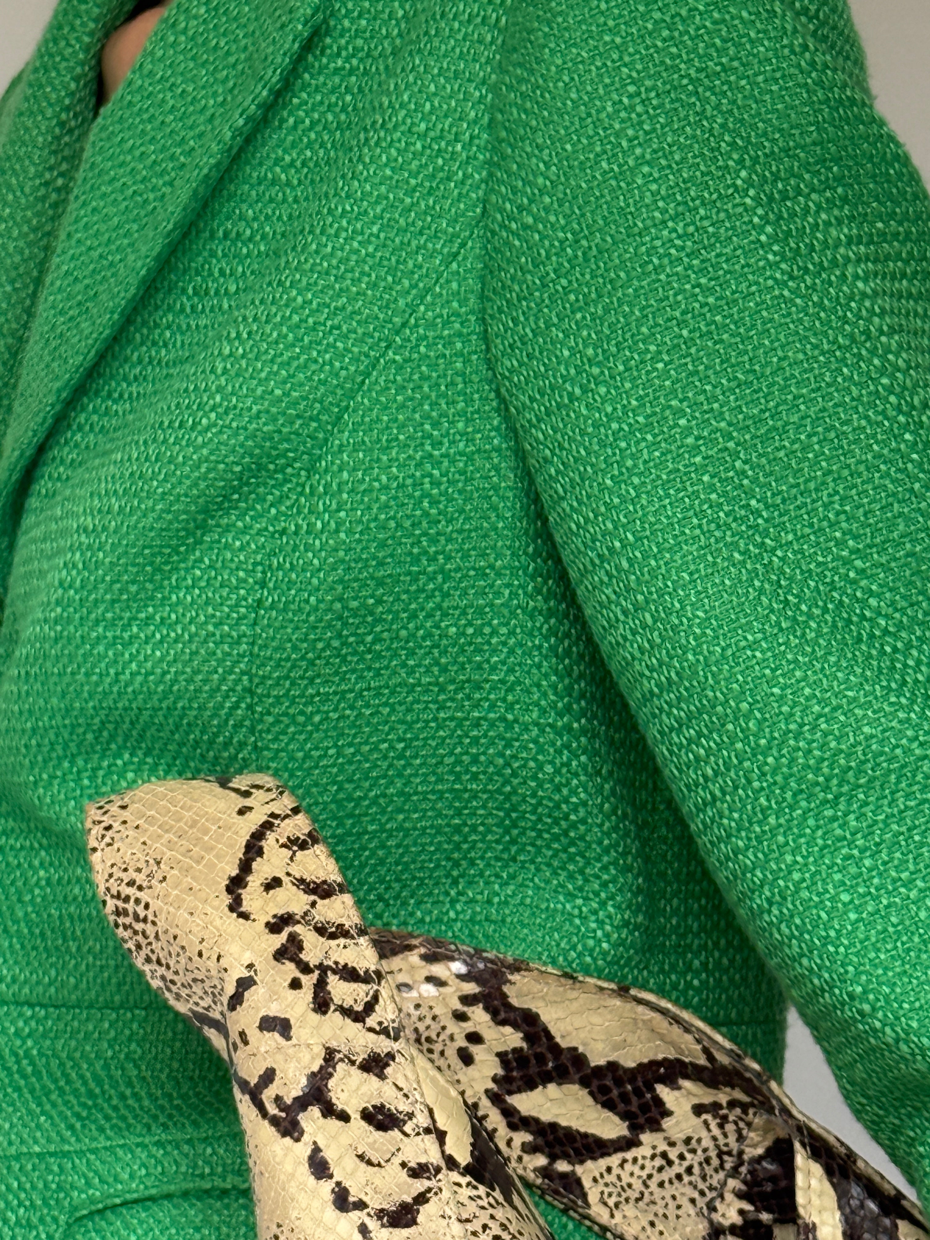 Vintage green tailored blazer with textured weave