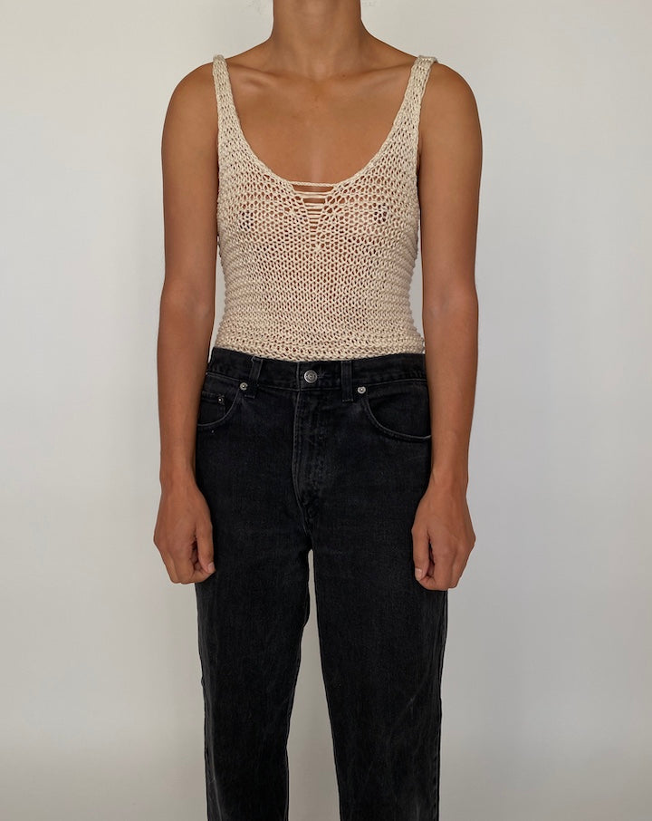VINTAGE BEIGE KNIT TANK 2059