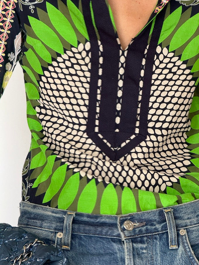 Vintage Tori Burch Bold Print Tunic Top 6091