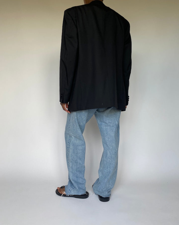 VINTAGE OVERSIZED BLACK WOOL BLAZER 3648