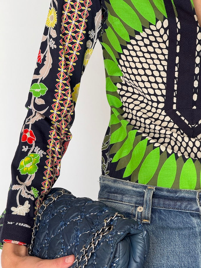 Vintage Tori Burch Bold Print Tunic Top 6091