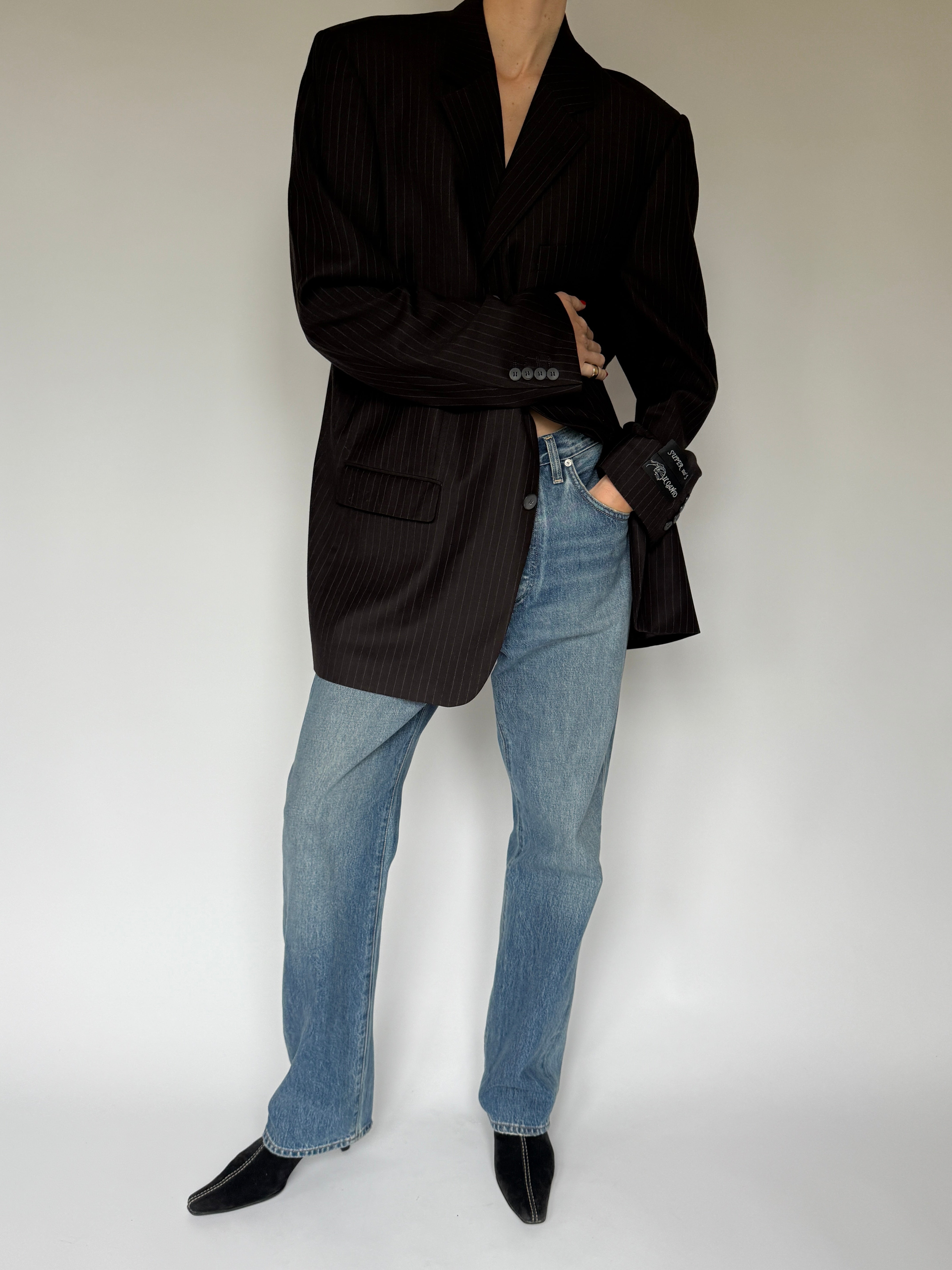 Vintage brown pinstripe wool blazer