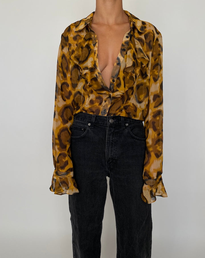 VINTAGE OVERSIZED ANIMAL PRINTED BLOUSE 2064